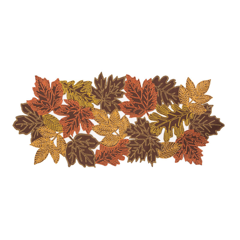 Erasmus Floral Oval Thanksgiving Table Runner, 54" L x 15" W, Brown