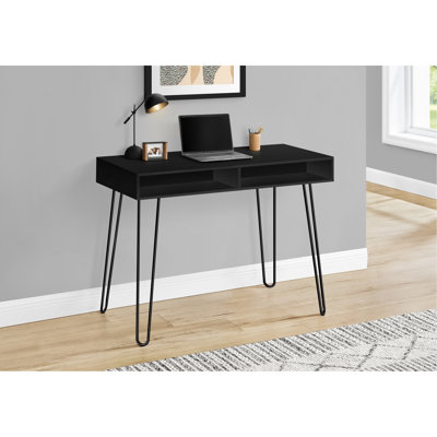Computer Desk, Home Office, Laptop, Left, Right Set-Up, Storage Drawers, 40"L, Work, Black Laminate, Black, Contemporary, Modern