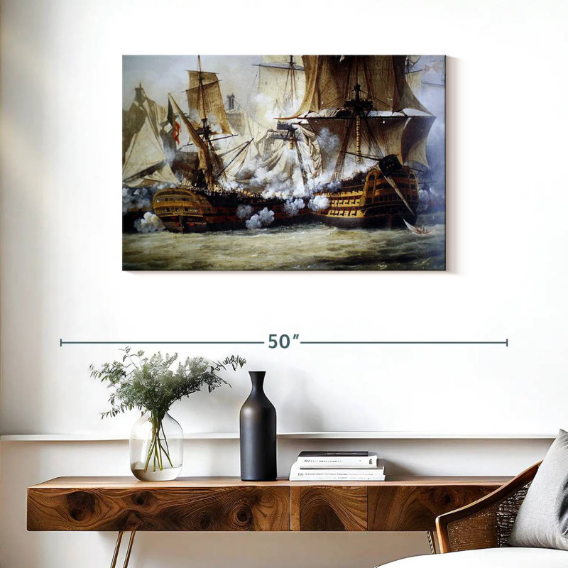 Scène de la bataille de Trafalgar, H 24 po x l 36 po