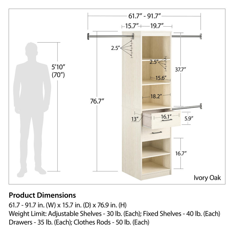 Kelly 61.7'' - 91.7'' Closet System