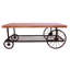 Table basse rustique - chêne et gris, roues en métal gris chaud