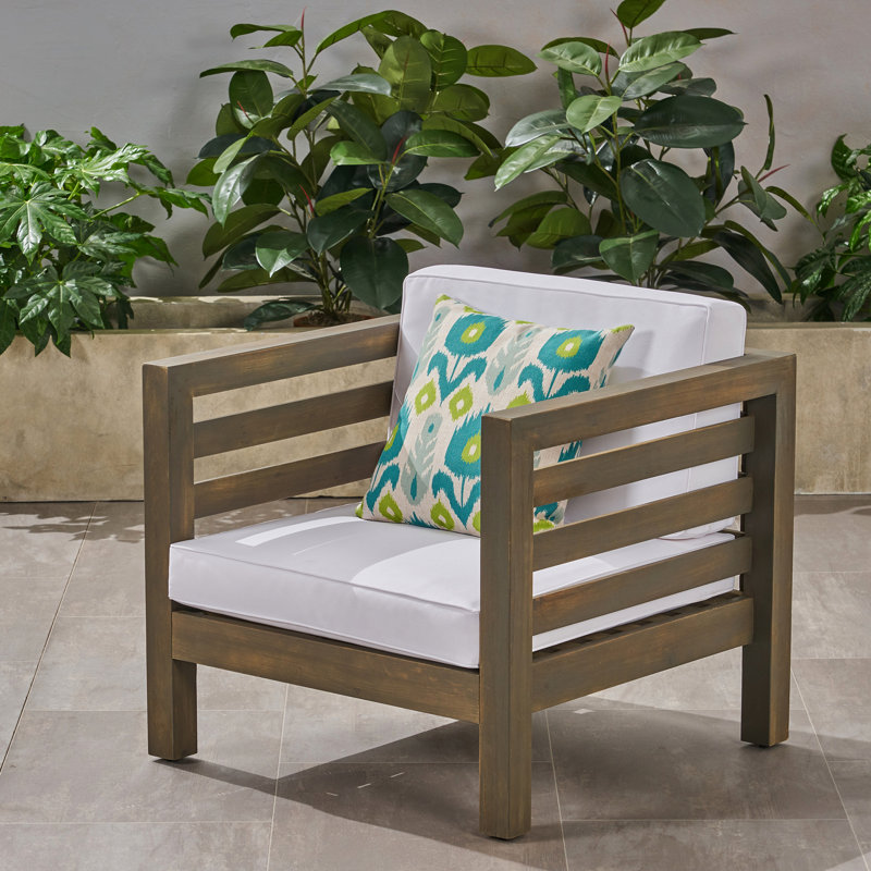 Fauteuil club d'extérieur en bois avec coussins de siège respirants de conception moderne et durable