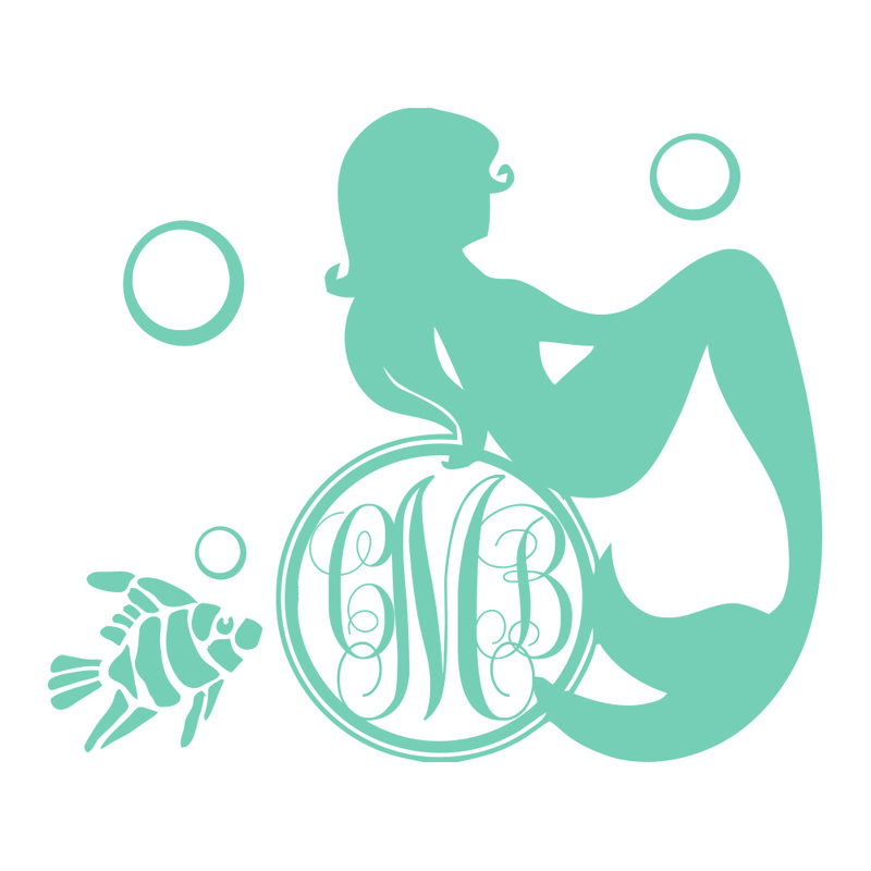 Décalcomanie murale chambre de bébé sirène, Menthe