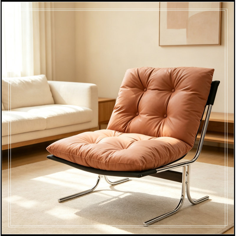 Chaise d'appoint avec pieds en métal et rembourrage doux, Brun
