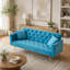 Canapé convertible de 71 pouces, style rétro américain, velours bleu clair, idéal pour les petits salons et les chambres
