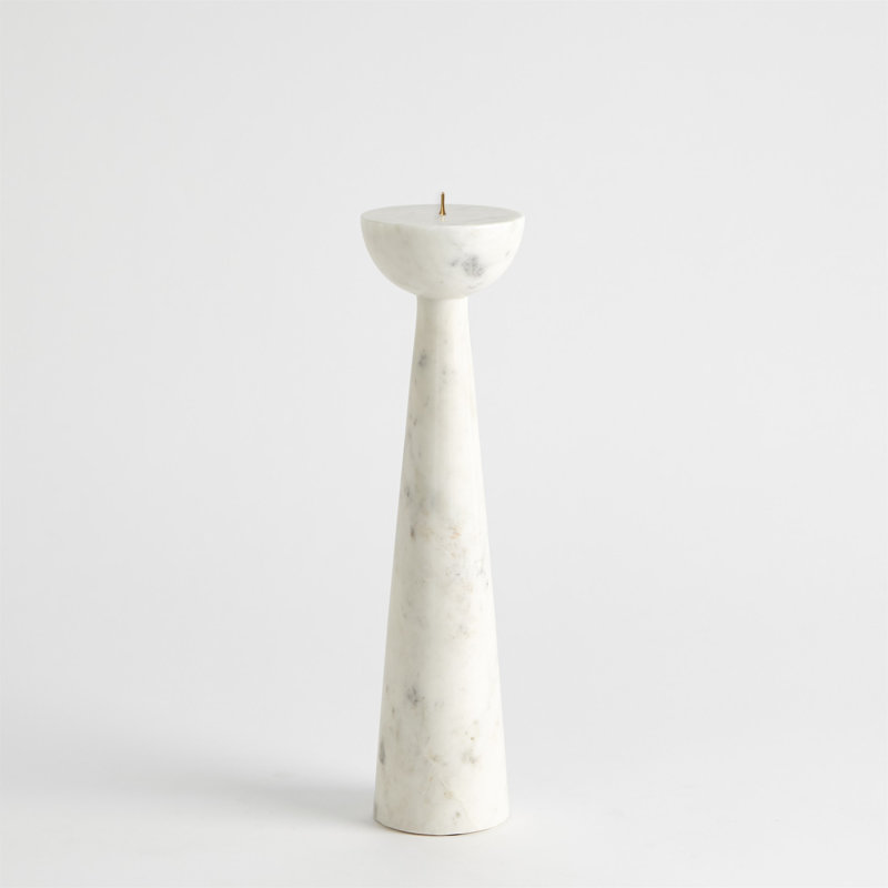 Round Top Candle Stand, White, 17" H x 4.5" W x 4.5" D