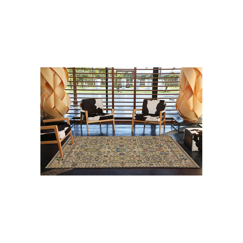 Tapis décoratif lavable à la machine beige, Carré 3 pi 3 po