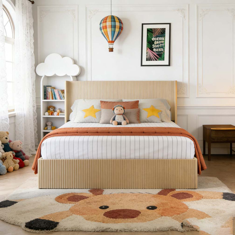 wooden platform bed frame, King