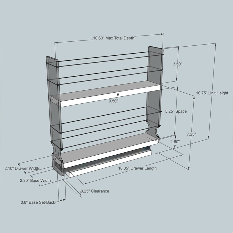 Tiroir de rangement pour épices à 2 niveaux Vertical Spice (paquet de 2)