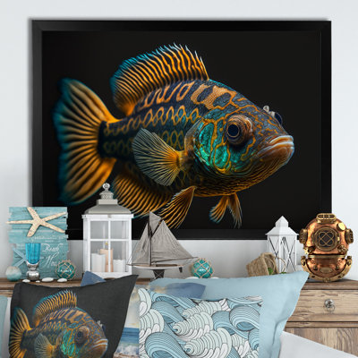 Poisson tropical tropical dans des tons de bleu et d'orange II - impression