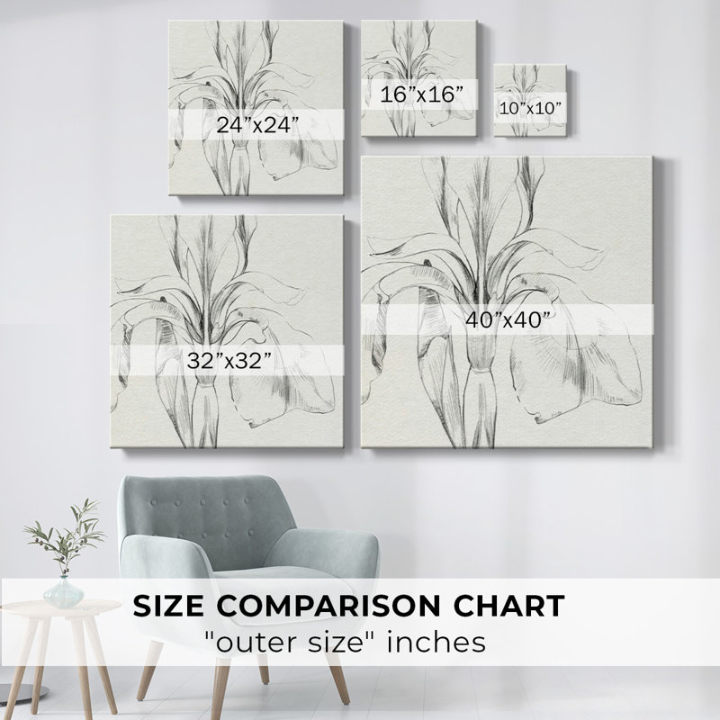 Iris S croquis O'Keefe Crop II sur toile, H 16 po x l 16 po x P 1,5 po
