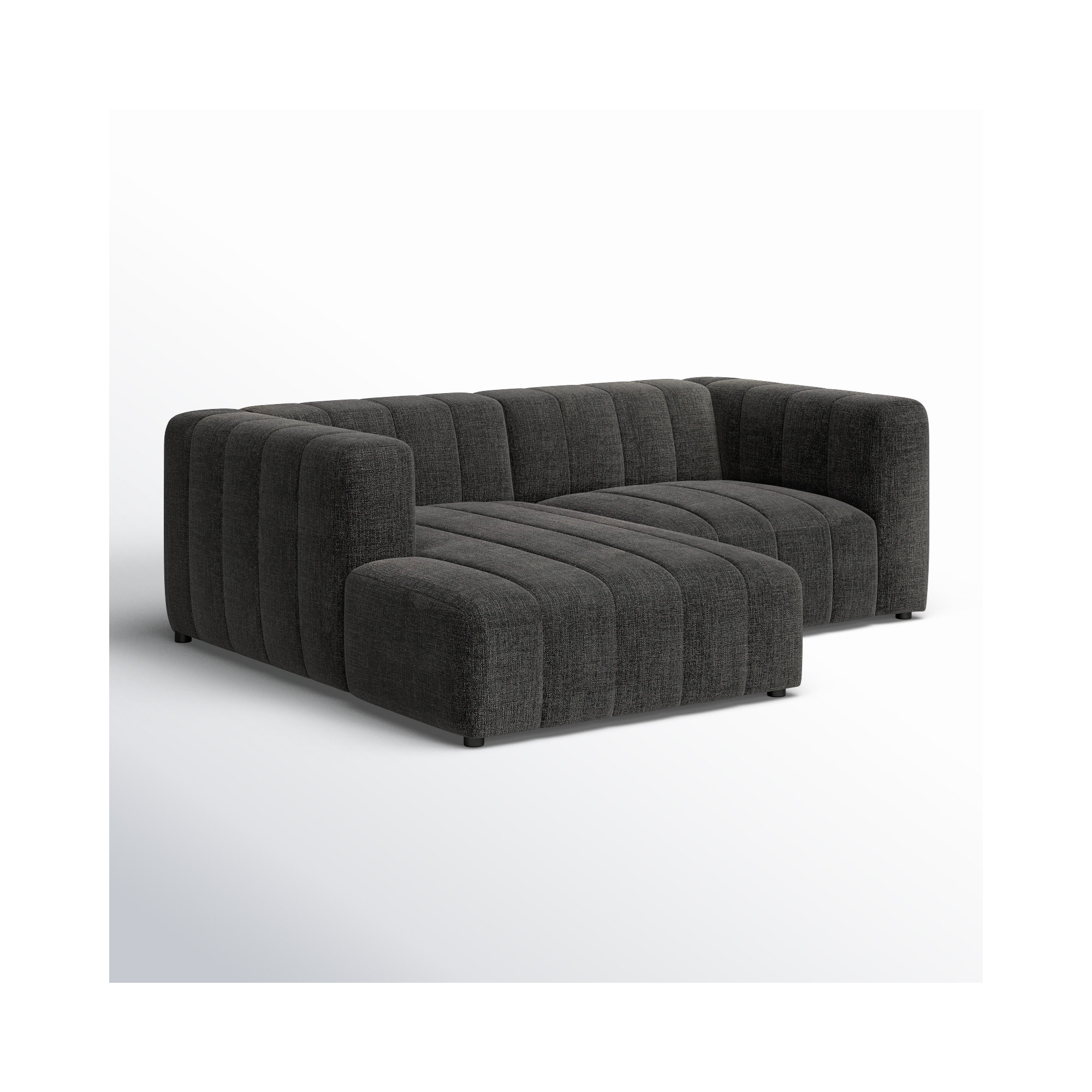 Bowry 88" Wide Sofa & Chaise, Left Hand Facing, Saxon Charcoal Polyester