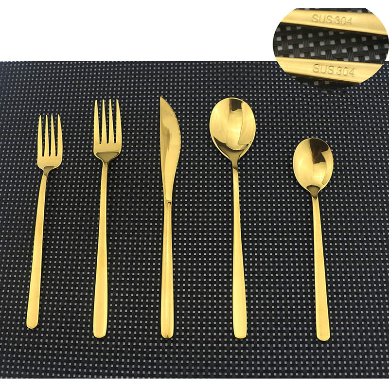 Ensemble de couverts 20 pièces Cheryel, service pour 4, Or