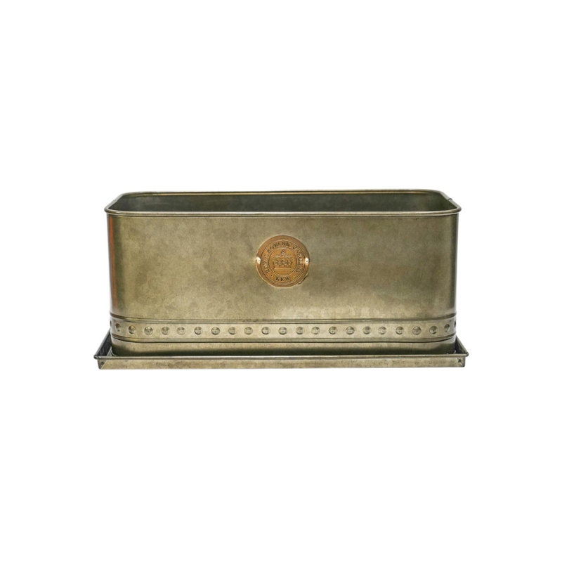Kew Regency Outdoor Planter, Aged Brass, 17 cm H x 43 cm W x 19 cm D