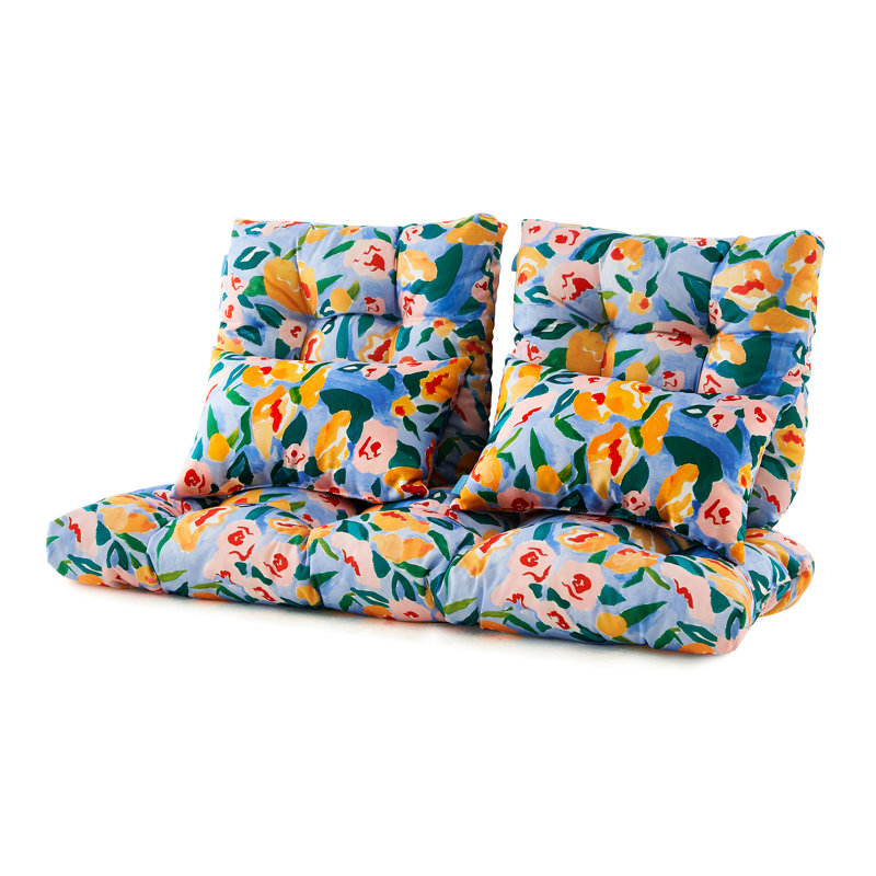 Coussin de siège d'intérieur / d'extérieur, Bleu/jaune