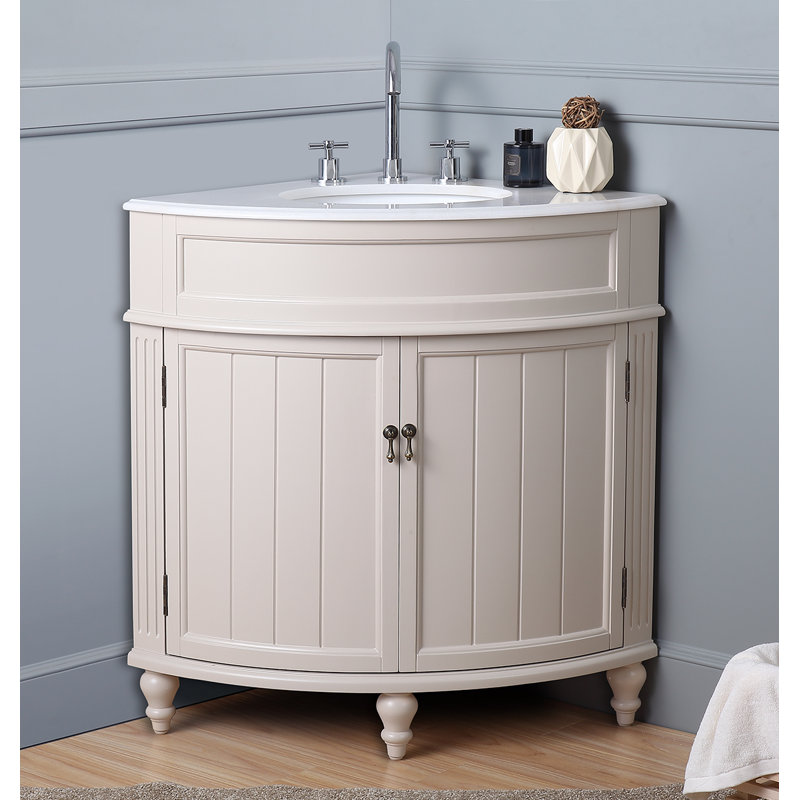 Wilhoite 24'' Single Bathroom Vanity with Top, Vintage Light Blue, White
