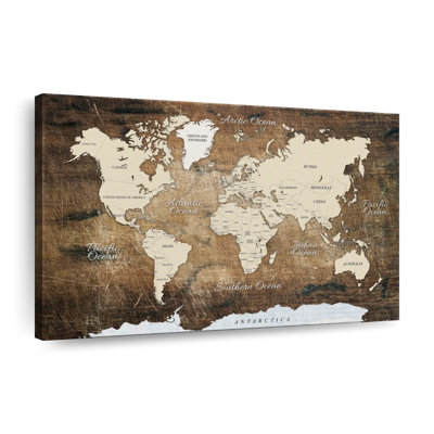 Carte rétro sur bois sur toile