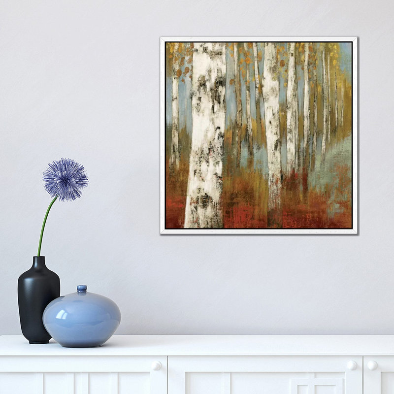 Along The Path II by Allison Pearce - Painting on Canvas, White Framed Canvas, 45.72 cm H x 45.72 cm W