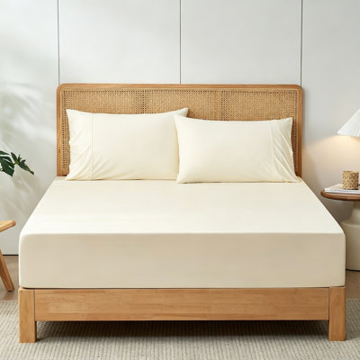 Ensemble de draps-housse rafraîchissant avec 2 taies d'oreiller, ensemble de draps respirants avec poches profondes 3 pièces