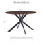 Table ronde de 47,2 po en bois avec placage et base en métal robuste pour la salle à manger, le salon et le patio intérieur