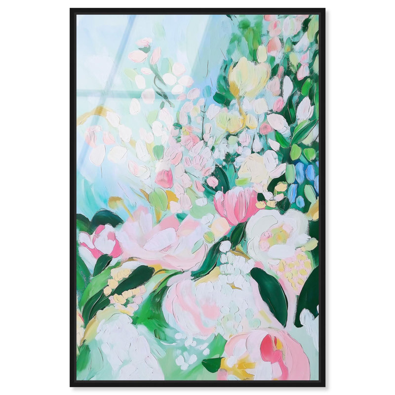 Art floral pastel Blossom, H 16 po x l 11 po, Noir