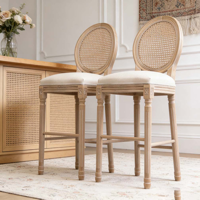 Tabourets de bar en bois Country avec dossier rembourré