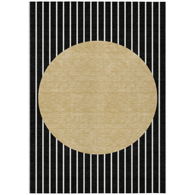 Ember Black Washable Indoor-Outdoor Rug - 