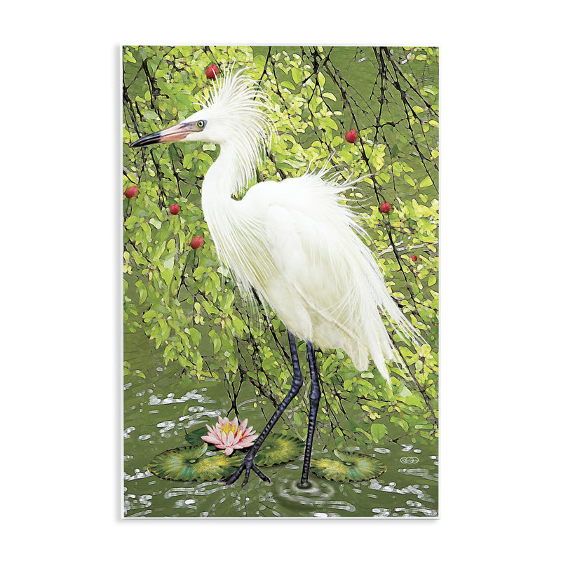 Plaque murale Sophon Heron in Pond Shore, design par Rosiland Solomon, H 15 po x l 10 po