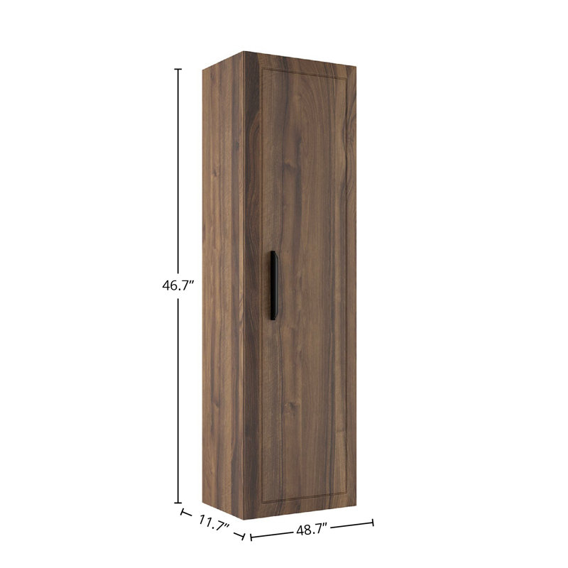 Gosman 47" Tall 1-Door Side Cabinet, Dark Brown