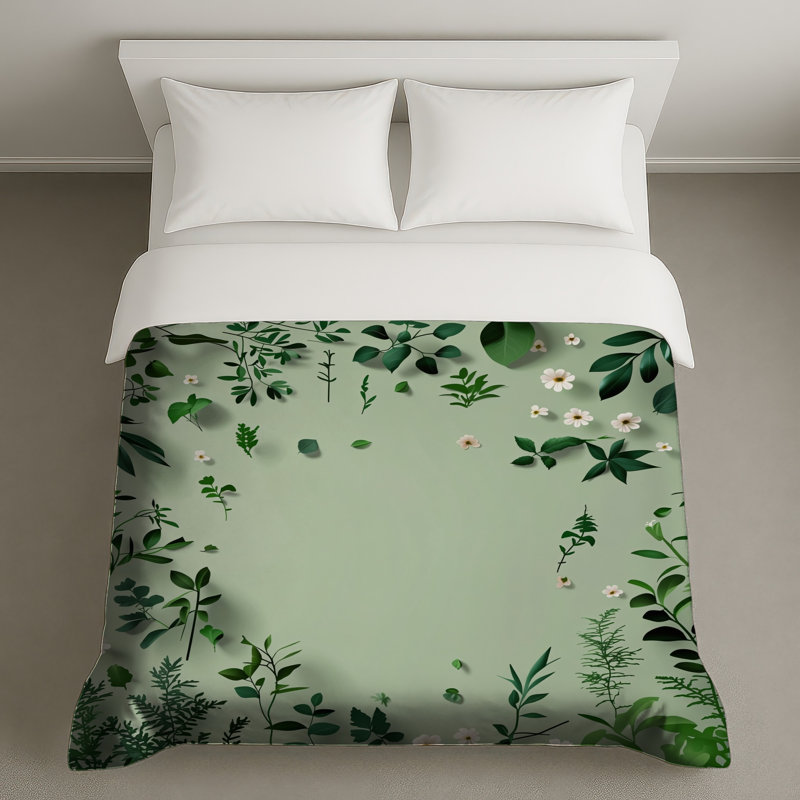 Housse de couette florale Greenery Bedding, Lit simple