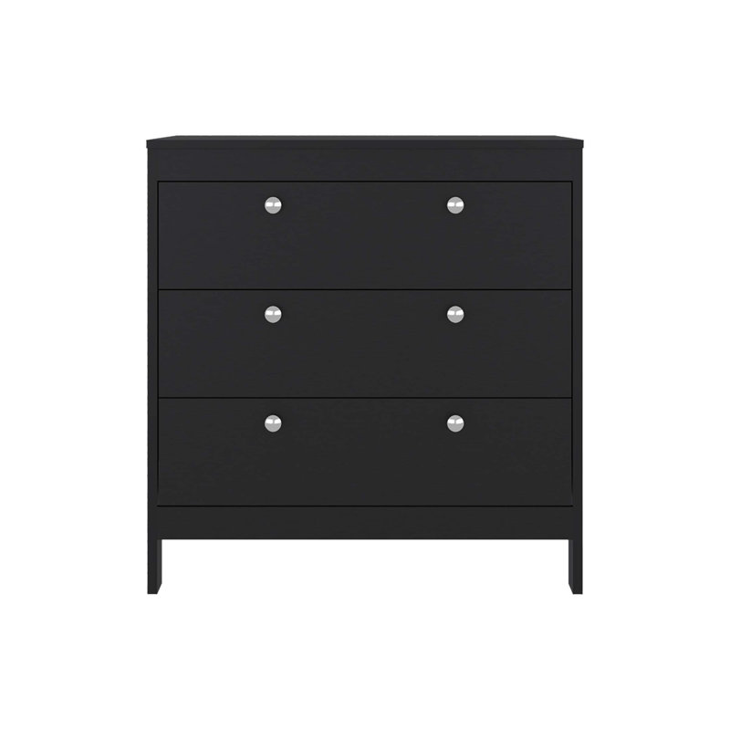 Commode à 3 tiroirs Wenge avec rangement fonctionnel, parfaite pour les espaces de vie modernes et organisés, Wengé