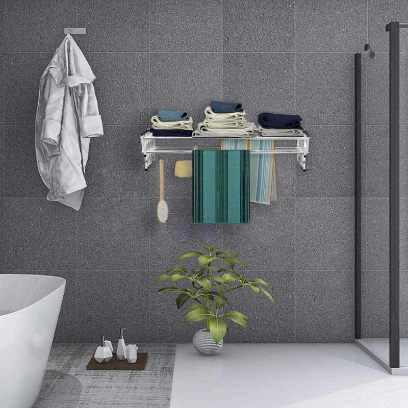 Séchoir à linge mural extensible en acier inoxydable