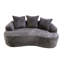 Canapé incurvé en velours côtelé gris 66,21 po, coussins à ressorts ensachés, 3 coussins décoratifs, solution d'assise pour petits espaces, aucun assemblage requis, velours côtelé, idéal pour les petits espaces.