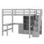 Lit mezzanine avec bureau en L et tiroirs, armoire et escalier de rangement-743351447