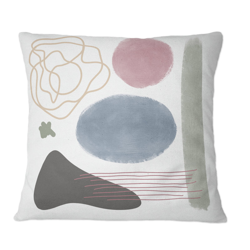 Affiche géométrique avec pastel et formes géométriques - Coussin décoratif imprimé moderne, 16 po x 16 po