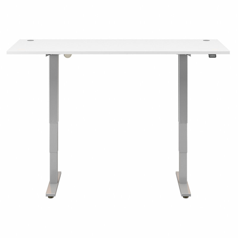 Cabot Adjustable Standing Desk, 28.17" H x 71.02" W x 29.37" D, White/Cool Gray Metallic