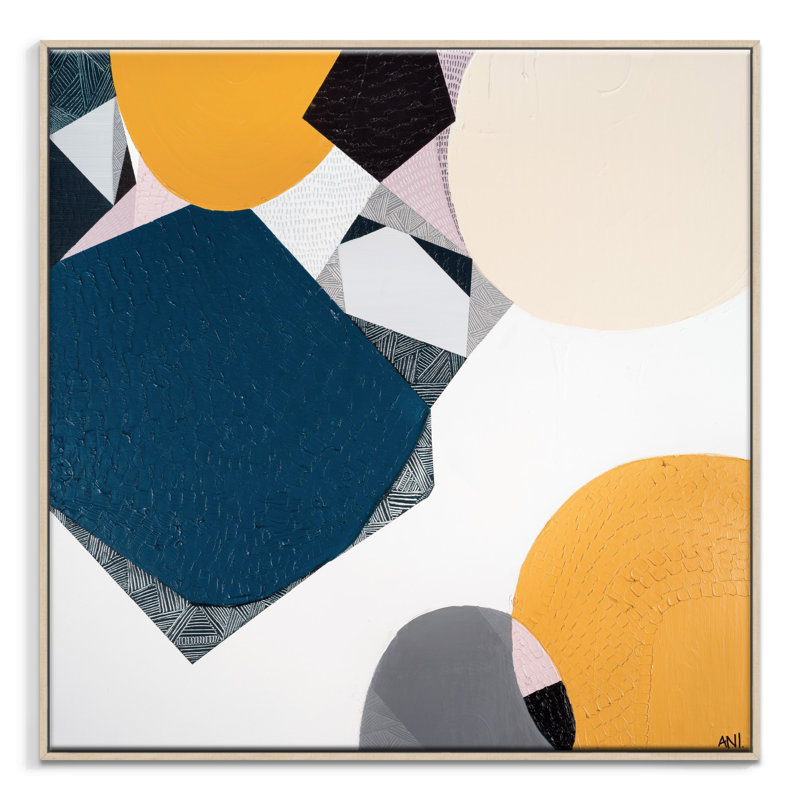 Noosa I Love You by Ani Ipradjian - Painting, Brown Wood Framed Canvas, 41 cm H x 41 cm W