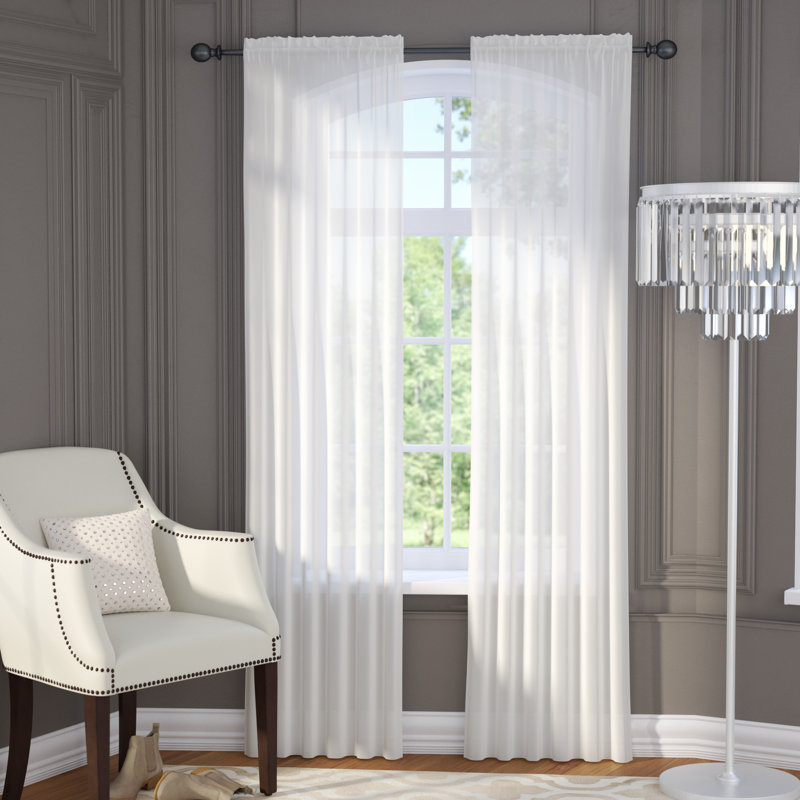 Daxin Solid Sheer Voile Rod Pocket Curtain Panels Set, 54" W x 84" L, White