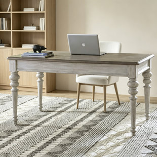 Retro Gray Rectangular Solid Wood Writing Desk