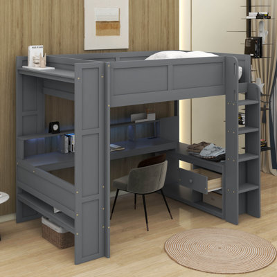 Lit mezzanine double avec bureau