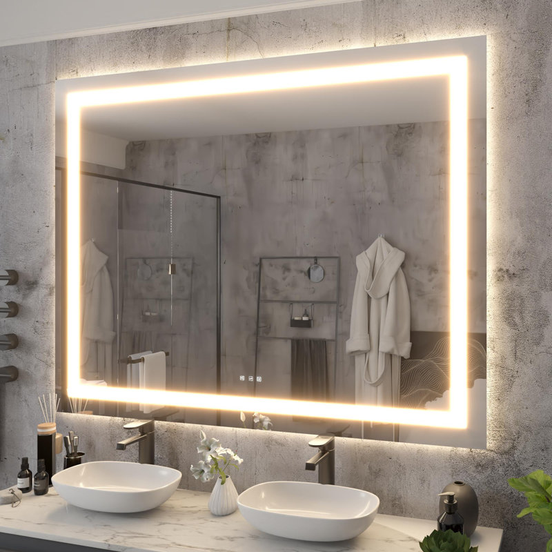 Miroir de salle de bain à DEL sans cadre , 48" x 60"