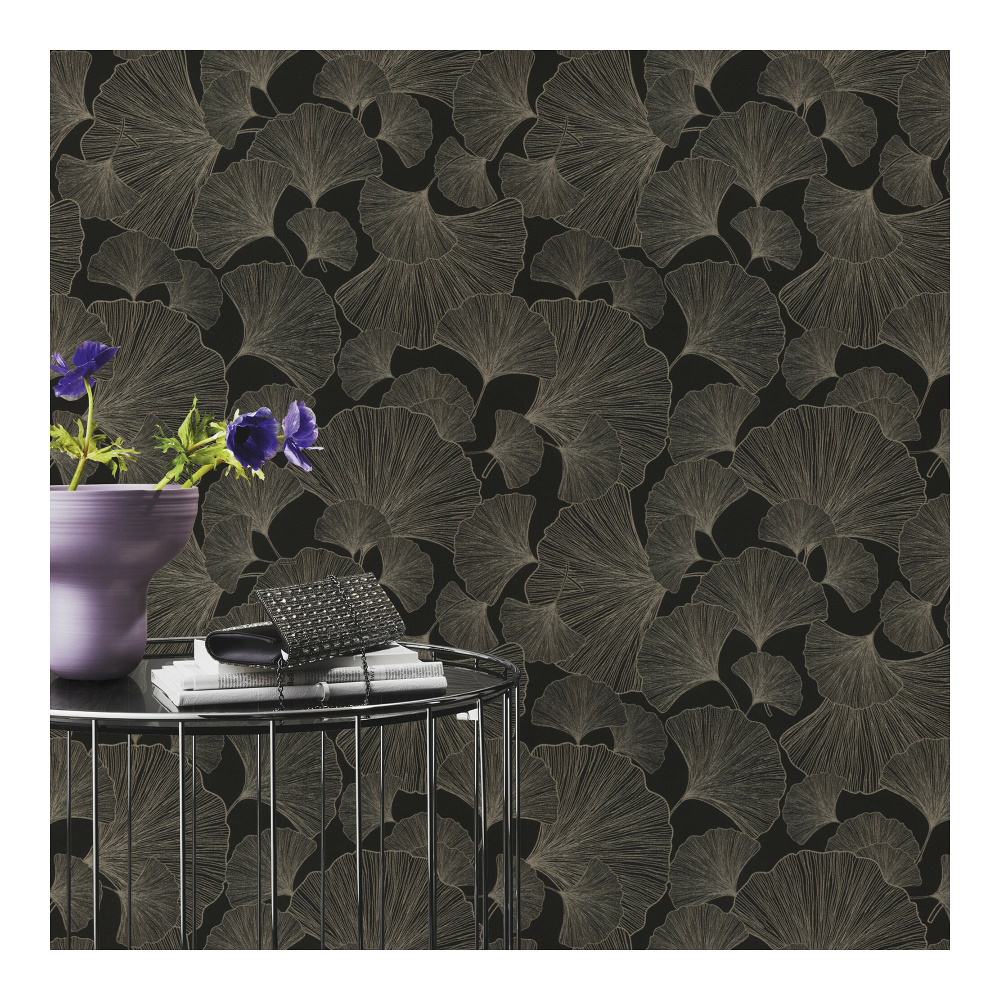 Evia Floral Roll, Black