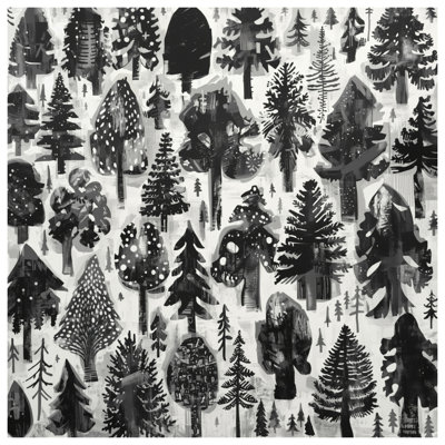 Édredon monochrome Forest Illustration