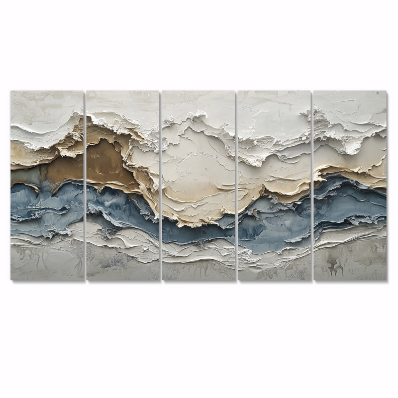 «Oberheim - Abstract Collages Wall Art», ensemble d'art mural moderne, 5, H 32 po x l 80 po