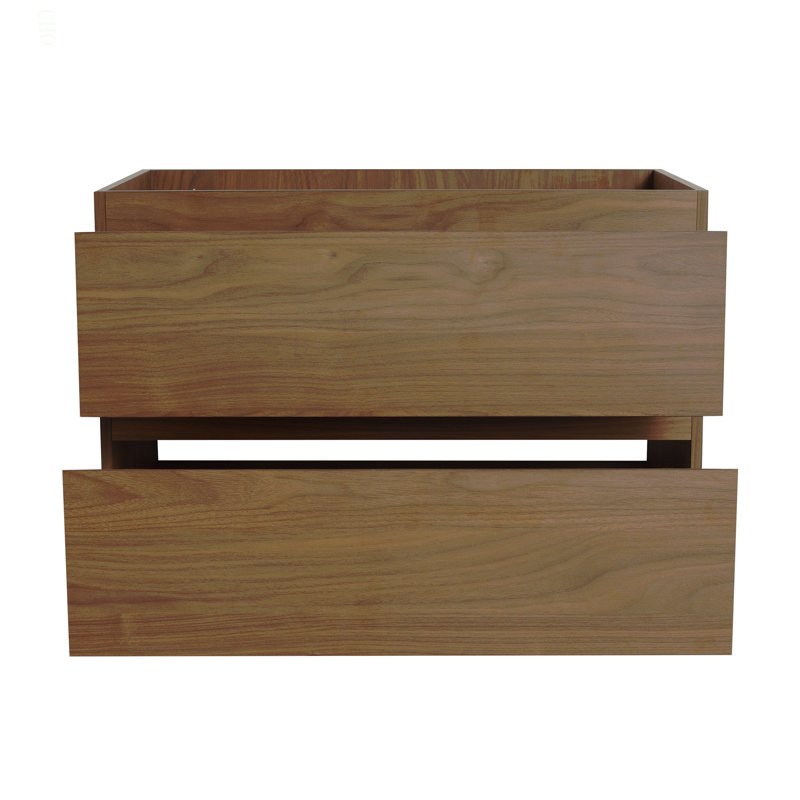 Meuble-lavabo mural 30 po avec lavabo en résine, 2 tiroirs à fermeture en douceur, ensemble KD, Brown Oak, 30"
