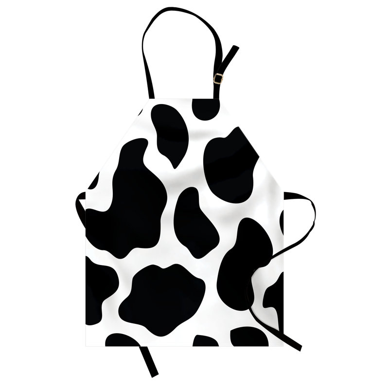 Tablier de cuisine de préparation pour vache, format adulte, noir et blanc