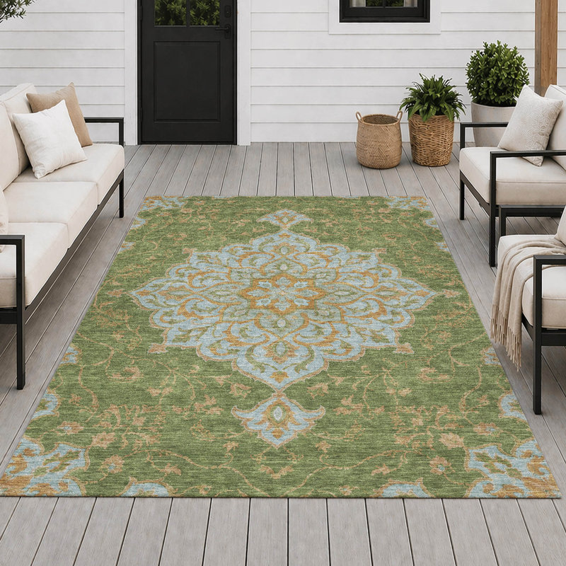 Tapis intérieur / extérieur lavable à la machine Chantille ACN2958 Global, Olive, 10 pi x 14 pi