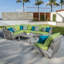 Cannes 6 Piece Corner Sectional and Conversation Table Seating Group with Cushions-1974868868
