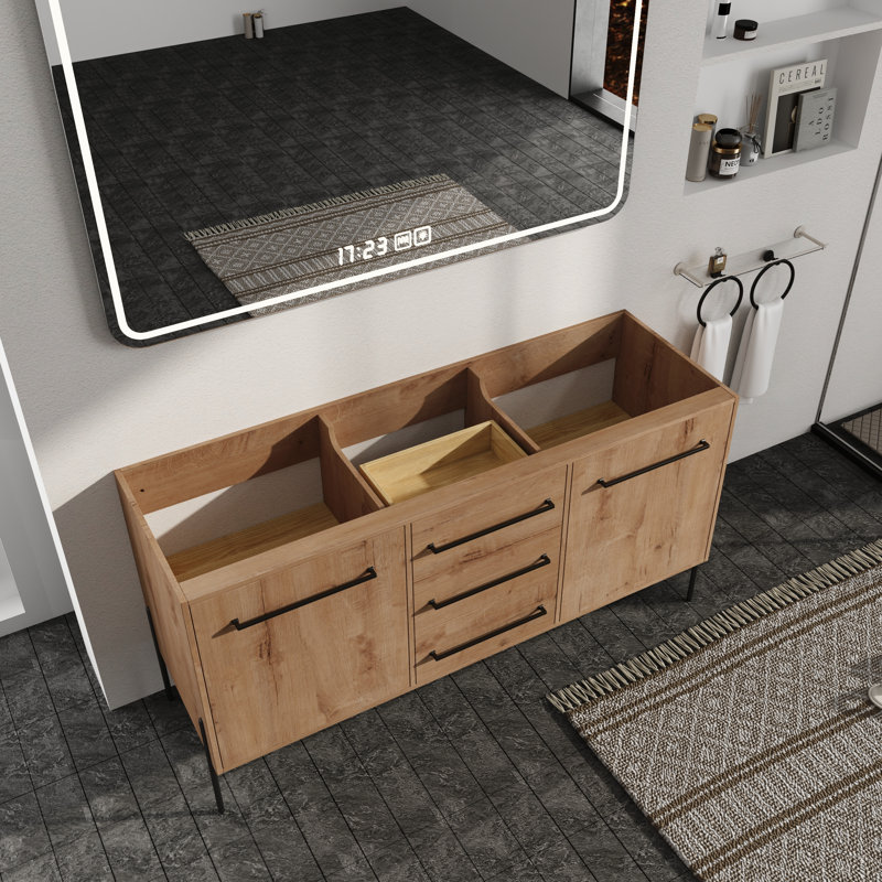 Base de meuble-lavabo double autoportant de 60 po Faelan seulement