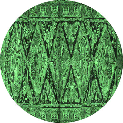 Tapis oriental en laine / polyester tissé à la machine en vert / noir